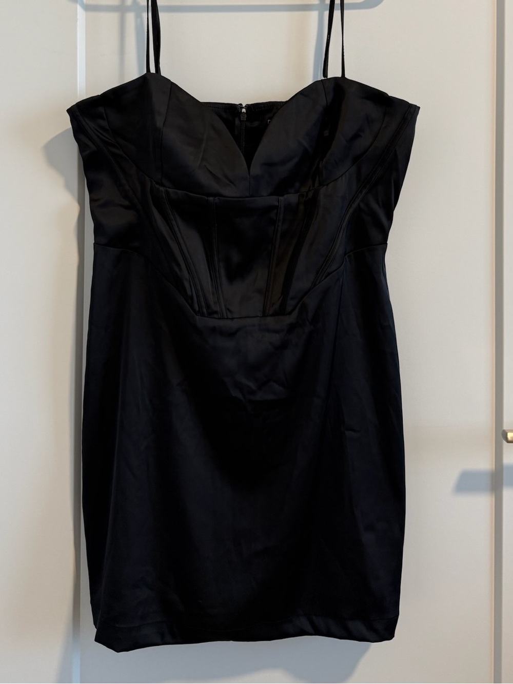 Dynamite Black Satin Corset Style Dress with Spaghetti Straps